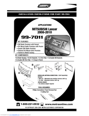 Metra Electronics 99-7011 Installation Instructions Manual