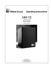 Meyer Sound Self-Powered Studio Monitor HM-1S Operating Instructions Manual