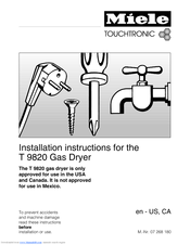 Miele T 9820  VENT ED DRYER - Installation Instructions Manual