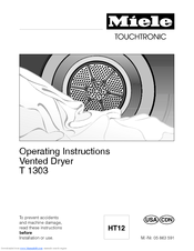 Miele T1303-VENTED DRYER Operating Instructions Manual