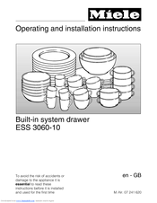 Miele ESS 3060-10 Operating And Installation Instructions