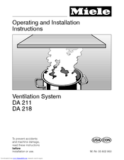 Miele DA 218 Operating And Installation Instructions