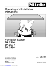 Miele DA 259-4 Operating And Installation Instructions