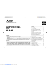 Mitsubishi Electric Mr.Slim MSH24WN Operating Instructions Manual