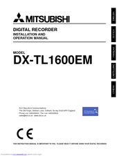 Mitsubishi DX-TL1600EM Installation And Operation Manual