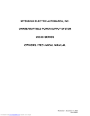 Mitsubishi 2033C SERIES Owner Technical Manual
