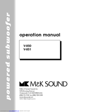 MK Sound V-850 Operation Manual