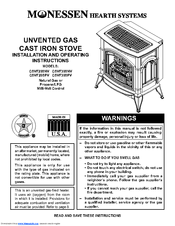 Monessen Hearth CSVF20SNV Installation And Operating Instructions Manual