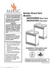 MHSC 36CDVZTRN Installation Instructions And Homeowner's Manual