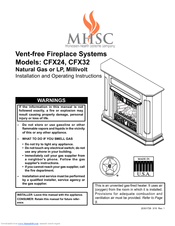 Monessen Hearth CFX24 Installation And Operating Instructions Manual