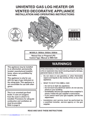 Monessen Hearth DEB30 Installation And Operating Instructions Manual