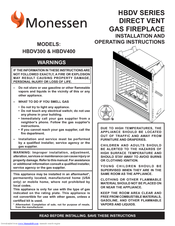 Monessen Hearth Direct Vent Gas Fireplace HBDV300 Installation And Operating Instructions Manual