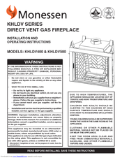 Monessen Hearth Premium KHLDV500 Covington Installation And Operating Instructions Manual