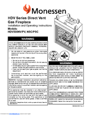 Monessen Hearth HDV500PV Installation And Operating Instructions Manual