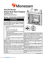 Monessen Hearth Premium KHLDV500 Covington Install And Operation Instructions