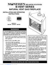 Monessen Hearth Natural Vent Gas Fireplace BBV400 Installation And Operating Instructions Manual