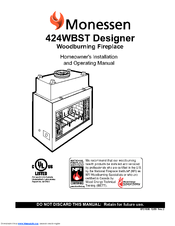 Monessen Hearth WOODBURNING FIREPLACE 424WBST Installation And Operating Manual