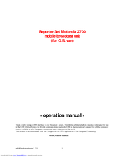 Motorola international 2700 Operation Manual