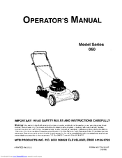 MTD 060 Series Operator's Manual
