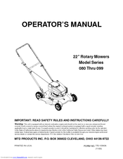 MTD 099 Series Operator's Manual