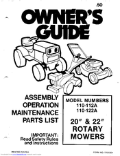 MTD 110-112A Owner's Manual