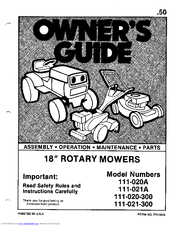 MTD 111-021A Owner's Manual