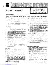 MTD 113-112 Operating/Service Instructions Manual