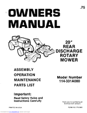 MTD 114-331A000 Owner's Manual