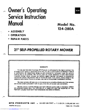 MTD 124-280A Owner's Operating Service Instruction Manual