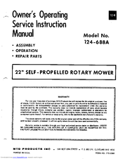 MTD 124-688A Owner's Operating Service Instruction Manual