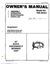 MTD 198-982A Owner's Manual