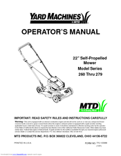 Yard Machines Series 279 Operator's Manual