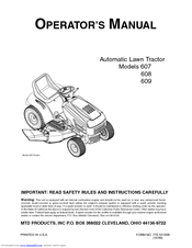 MTD 609 Operator's Manual