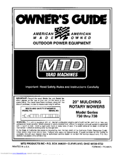 Yard Machines 730 thru 738 Owner's Manual