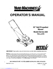 Yard Machines Series 279 Operator's Manual