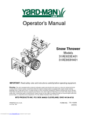 Yard-Man 31AE633E401 Operator's Manual