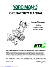 Yard-Man 31AH5C3F401 Operator's Manual