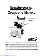 Yard Machines 611 Operator's Manual