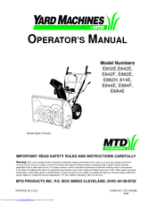 MTD Yard Machines E642F Operator's Manual