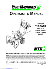 Yard Machines E660G Operator's Manual