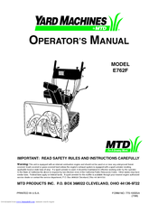 Yard Machines E762F Operator's Manual