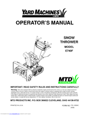 Yard Machines E740F Operator's Manual