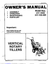 MTD 217-100A Owner's Manual