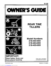 MTD 218-405-000 Owner's Manual
