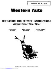 Western Auto Wizard MTD2002A98 Operation And Service Instructions Manual