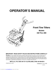 MTD 340 Thru 390 Operator's Manual