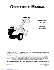 MTD 410 - 422 Operator's Manual