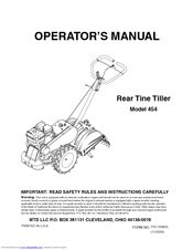 MTD 454 Operator's Manual