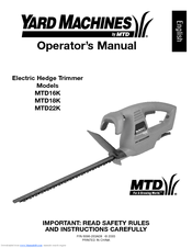 MTD Yard Machines MTD18K Operator's Manual