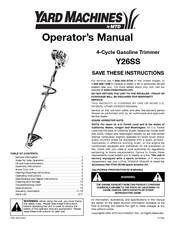 MTD Yard Machines Y26SS Operator's Manual